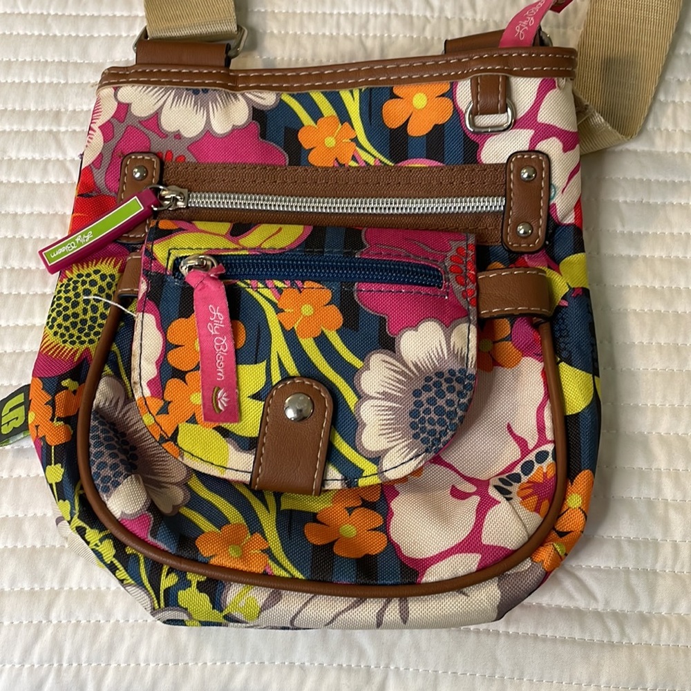 Lily Bloom Girls Shoulder Bag. Pink Green Orange Gem